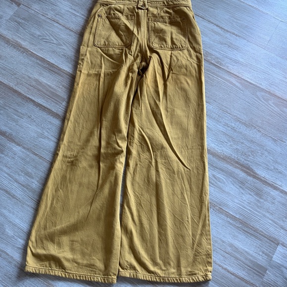 Anthropologie Pilcro | Twill Mustard Column Flared Wide Leg Ankle Pant Sz26 - Picture 9 of 10